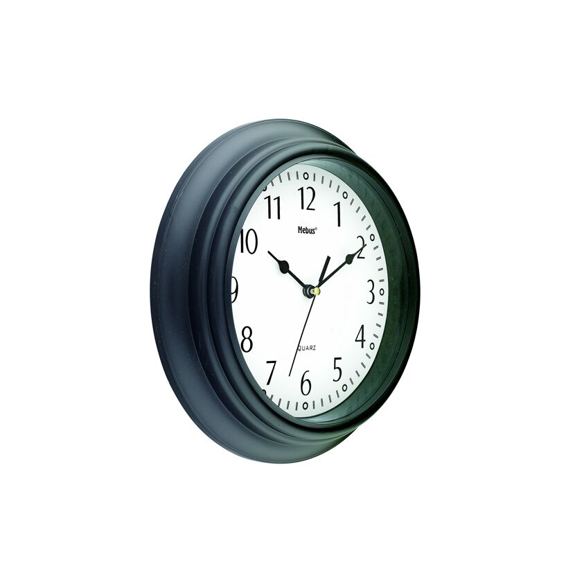 Schwarze Quarz-Wanduhr von Mebus