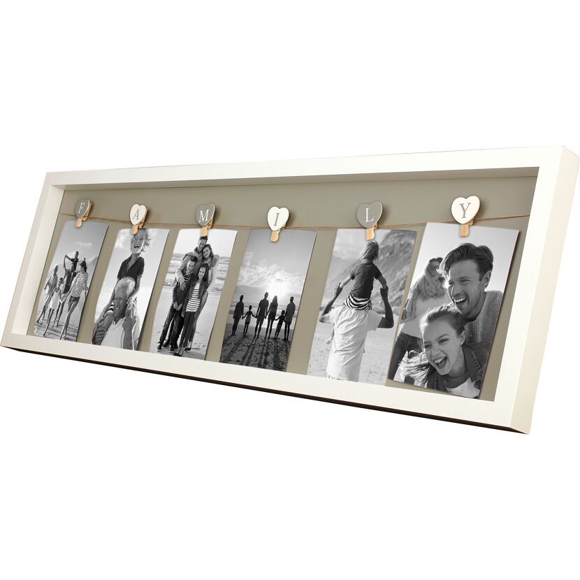 Collagerahmen mit fünf Familienfotos und dem Schriftzug "Family"