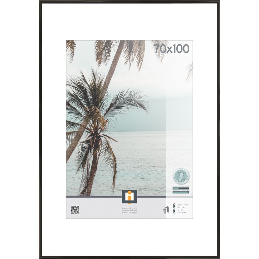 Schwarzer Bilderrahmen 70 x 100 cm mit Palmen am Strand