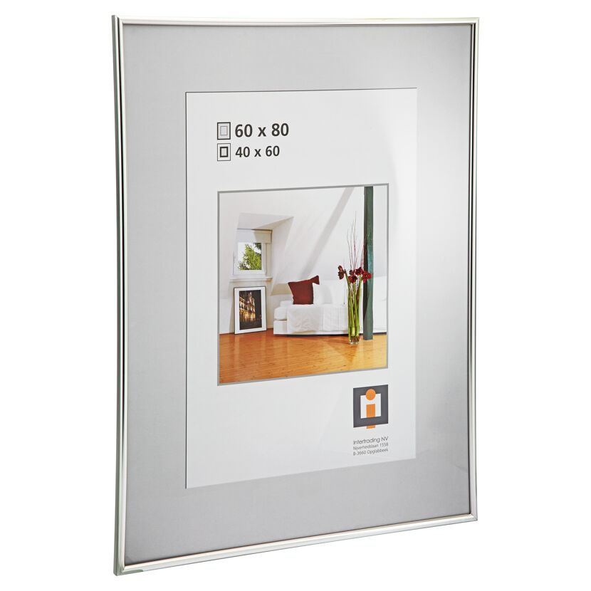 Silberner Bilderrahmen für Fotos im Format 60x80 oder 40x60 cm
