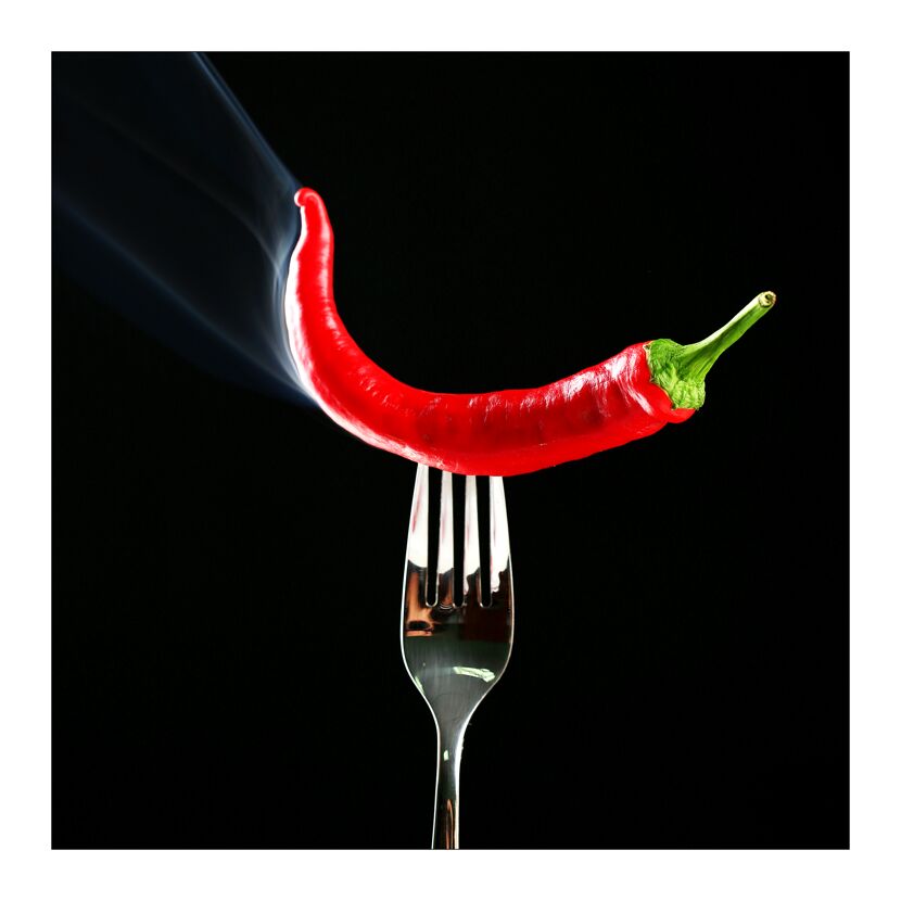 Glasbild 20 x 20 Pepper on Black II