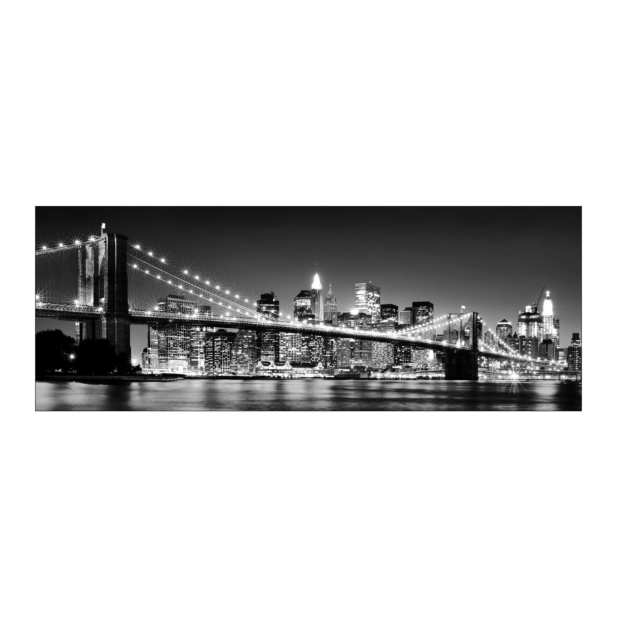 Schwarz-Weiß-Foto der Brooklyn Bridge bei Nacht