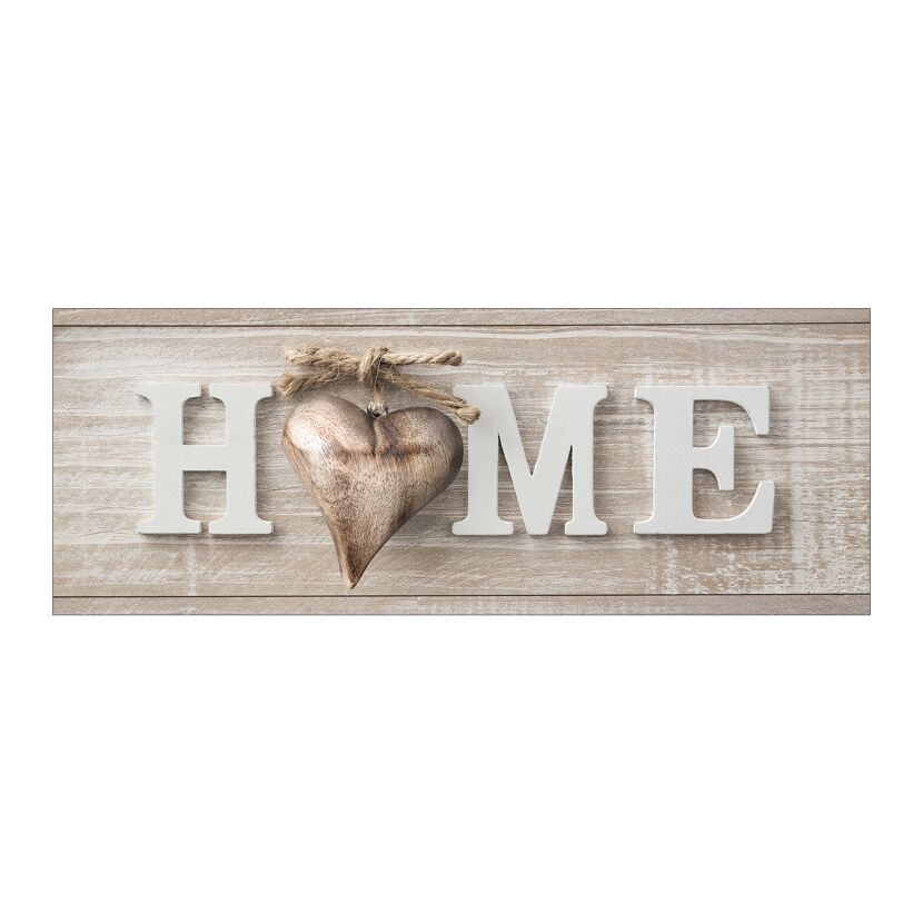Holzschild mit der Aufschrift "HOME" und einem Herz
