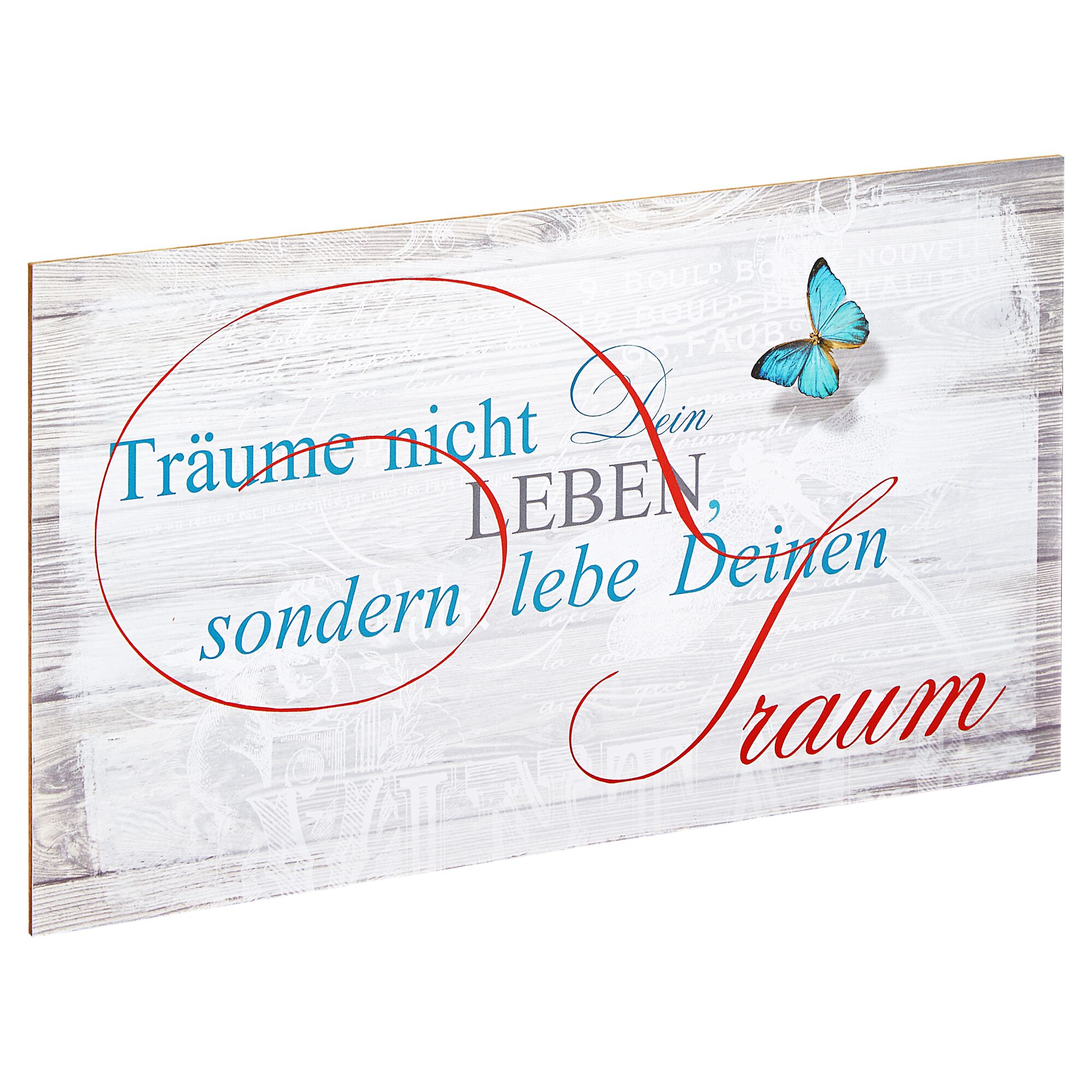 Schild mit Aufschrift "Träume nicht Dein Leben, sondern lebe Deinen Traum"