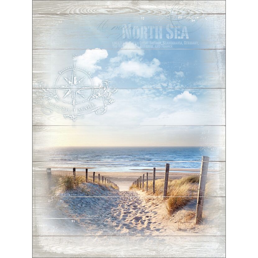 Sandweg zum Meer mit Kompassrose