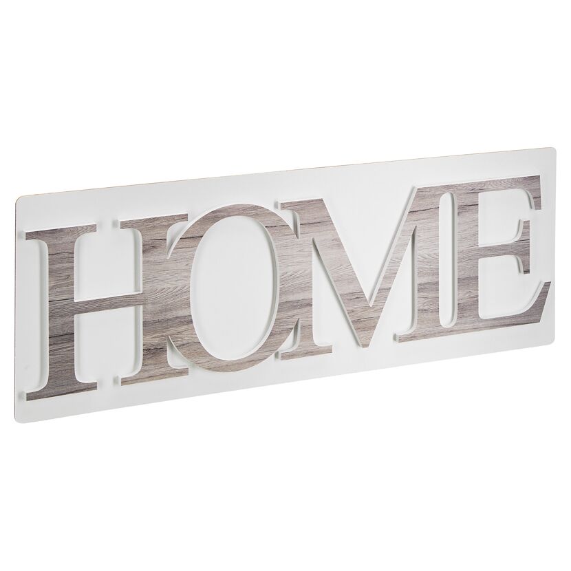 Weißes Holzschild mit dem Wort HOME.