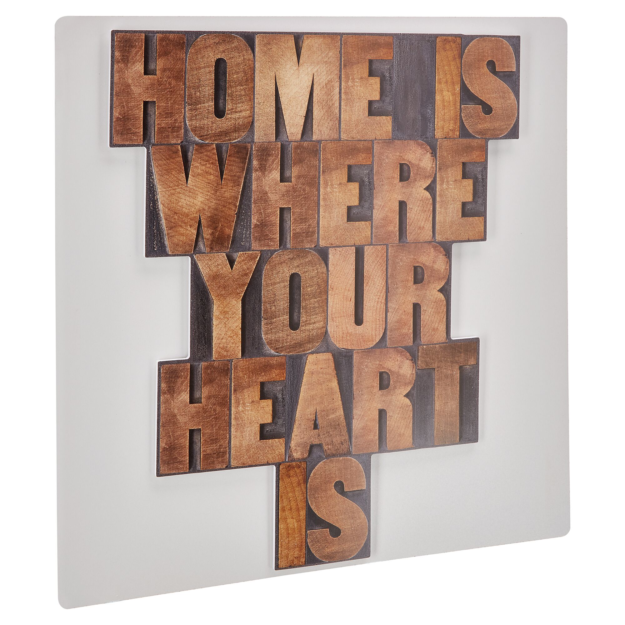 Holzschild mit Aufschrift "Home is where your heart is"