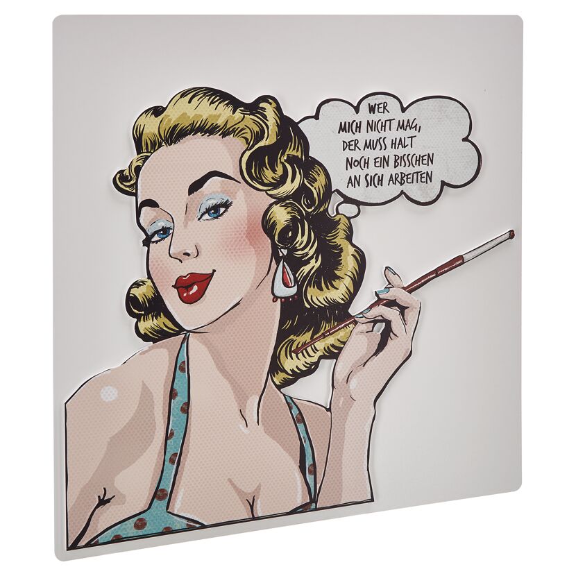 Pop-Art Frau mit Zigarette und Sprechblase
