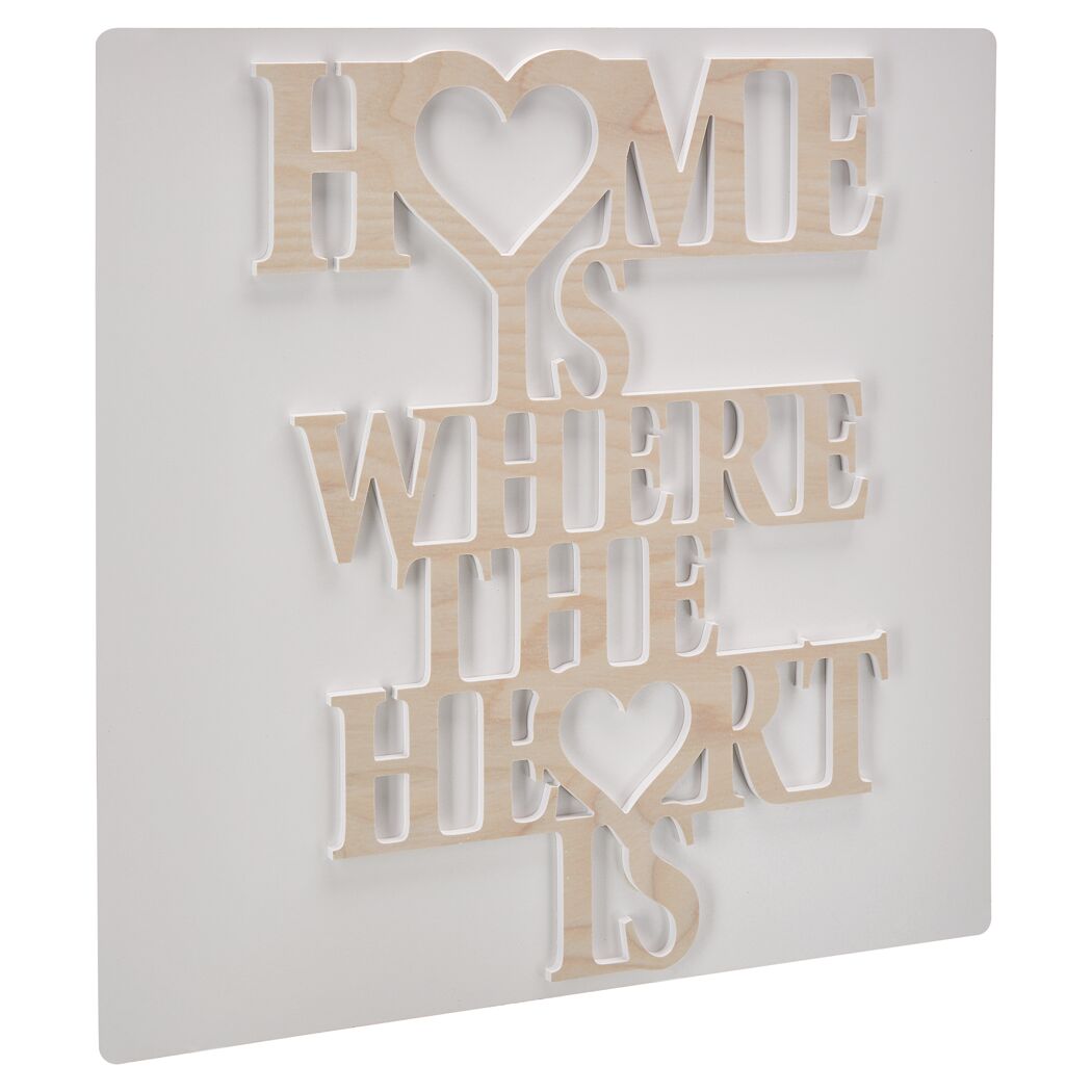 Holzschild mit Aufschrift Home is where the heart is
