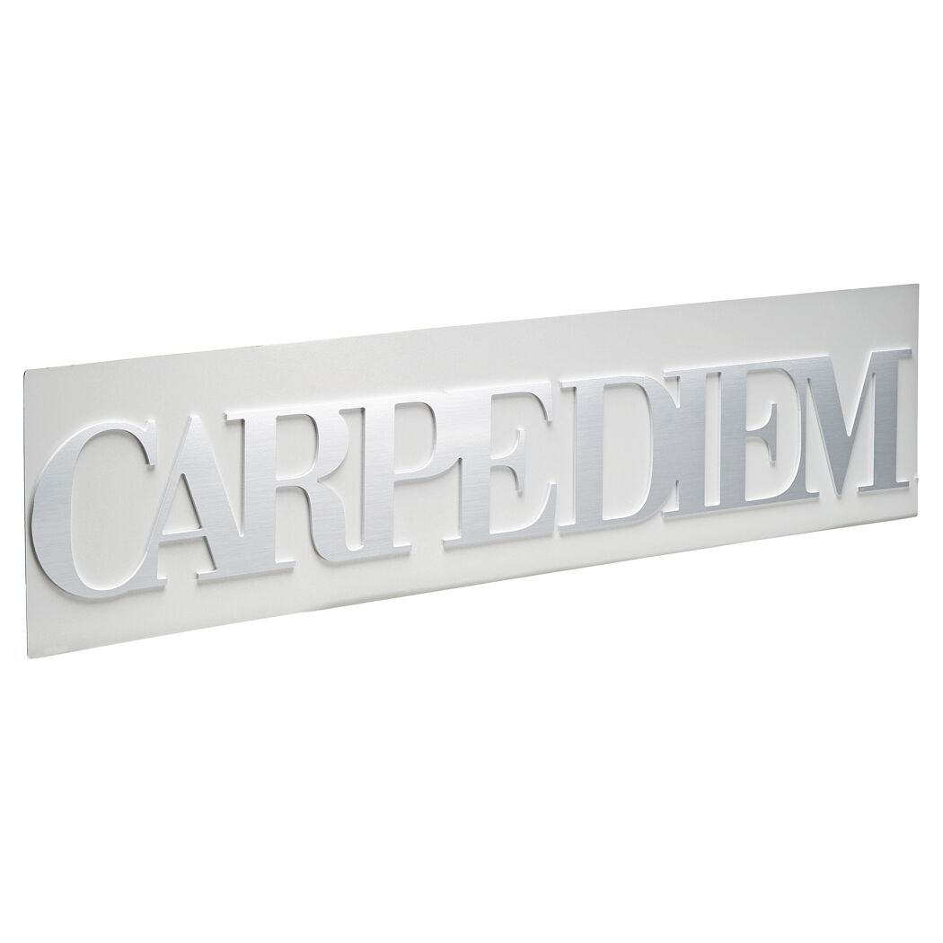 Silberner Dekoschriftzug Carpe Diem