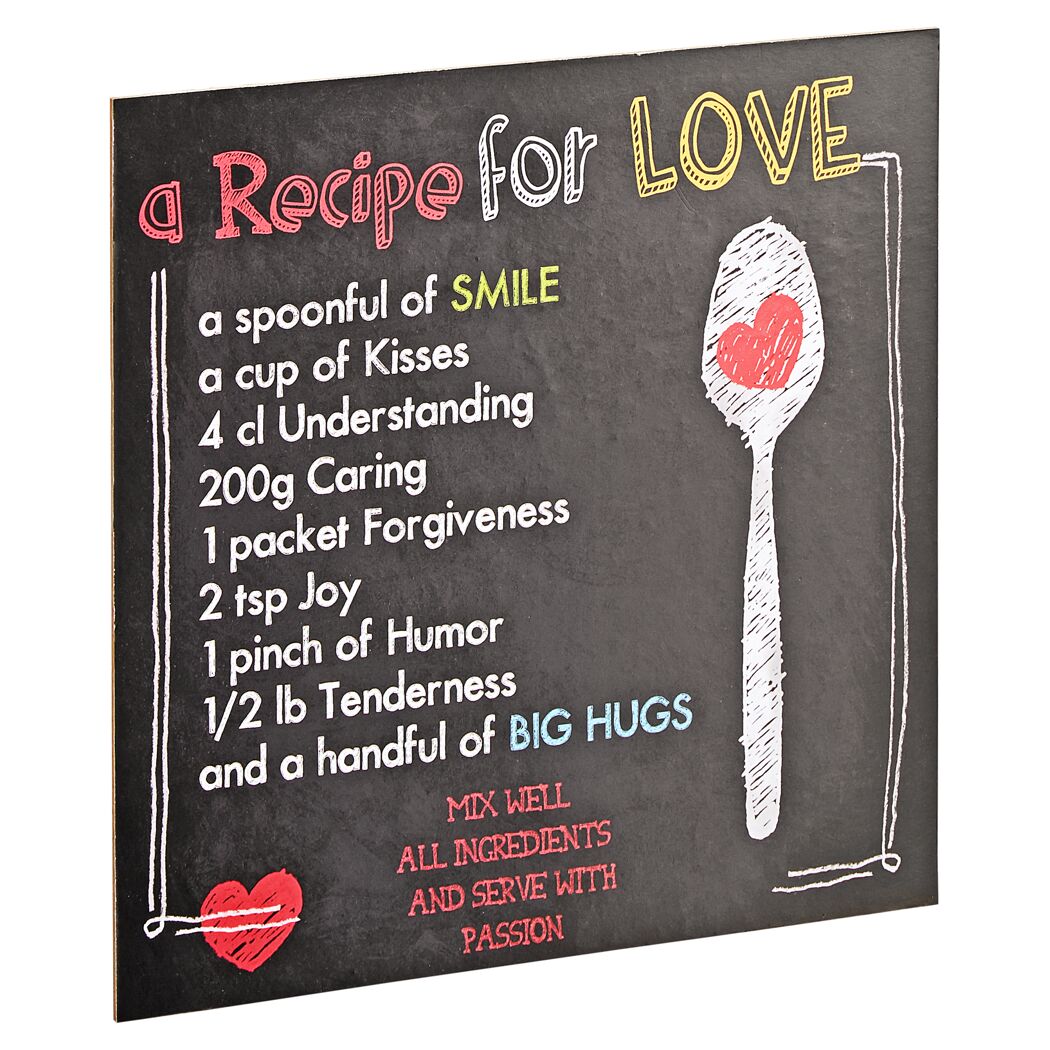 Schild mit Liebesrezept