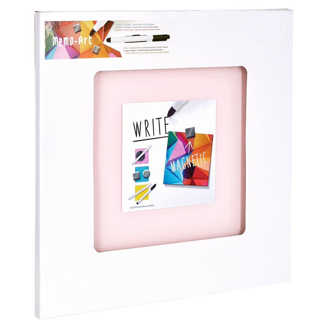 Rosa beschreibbares Memoboard in Verpackung