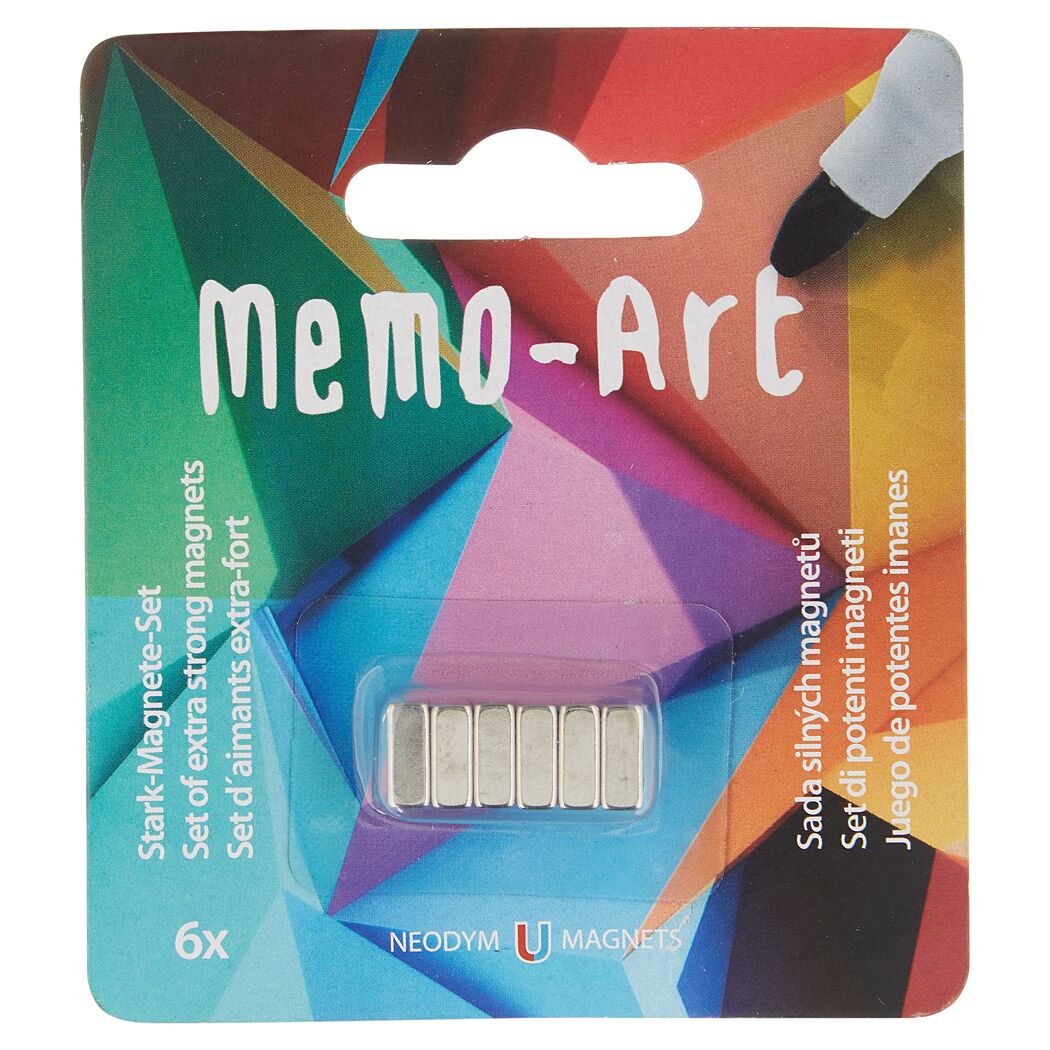 Sechs Neodym-Magnete auf Blisterkarte.