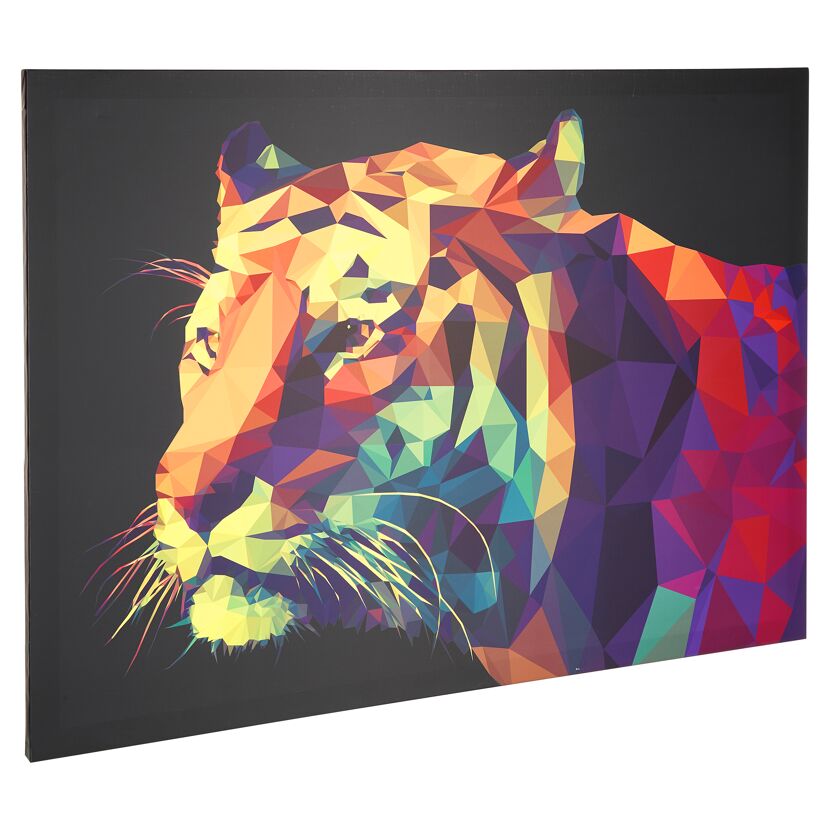 Abstraktes, farbenfrohes Tigerporträt auf Leinwand