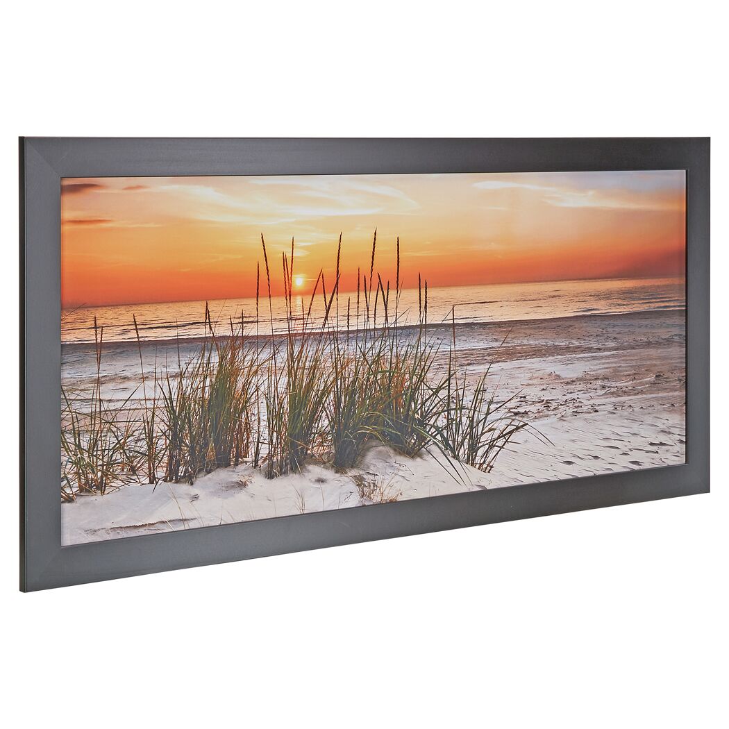 Gerahmtes Bild von Strandgras im Sonnenuntergang