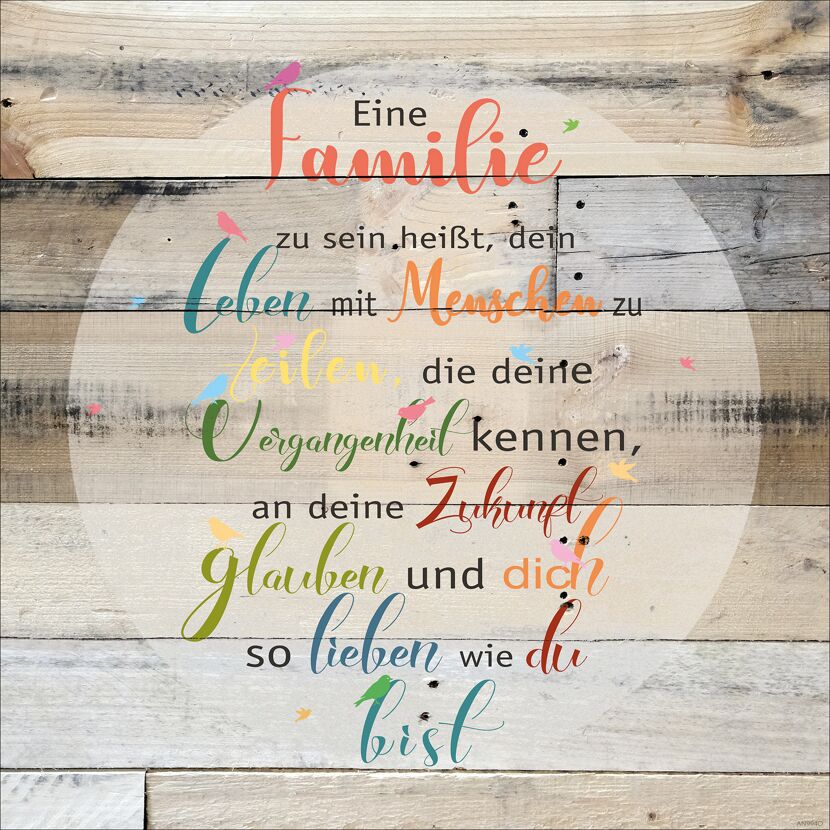 Decopanel 'Familie in Bunt' 30 x 30 cm