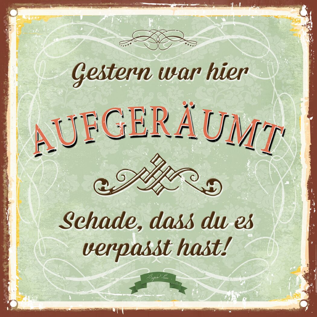 Decopanel 'Aufgeräumt und Geputzt' 30 x 30 cm