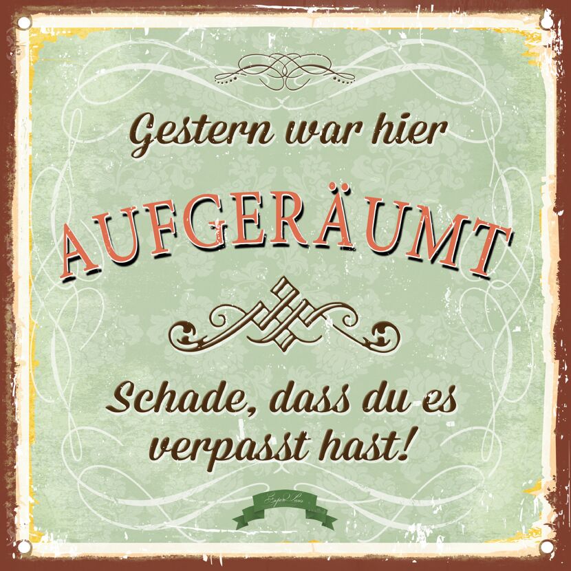 Decopanel 'Aufgeräumt und Geputzt' 30 x 30 cm