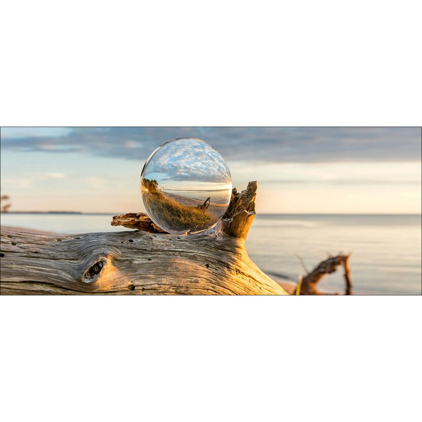 Glasbild 'Drop On Wood' mehrfarbiger Digitaldruck 50 x 125 cm