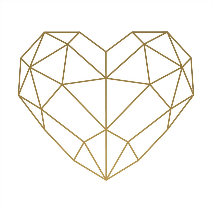 Goldenes, geometrisches Herz