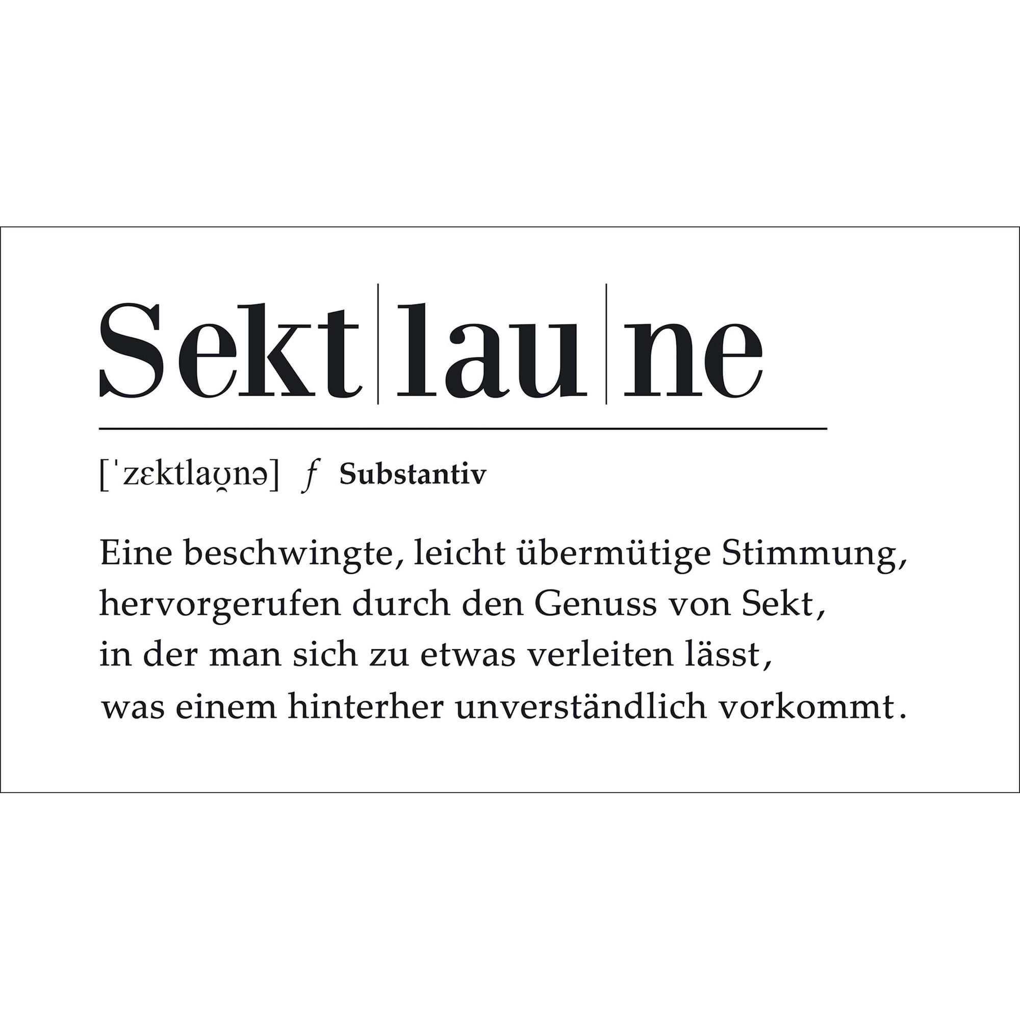 Typografie des Wortes "Sektlaune" mit Definition