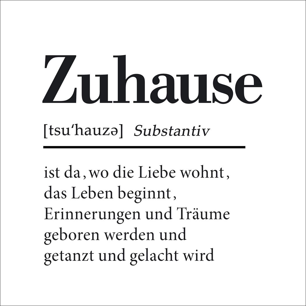 Typografie Poster mit dem Wort Zuhause.