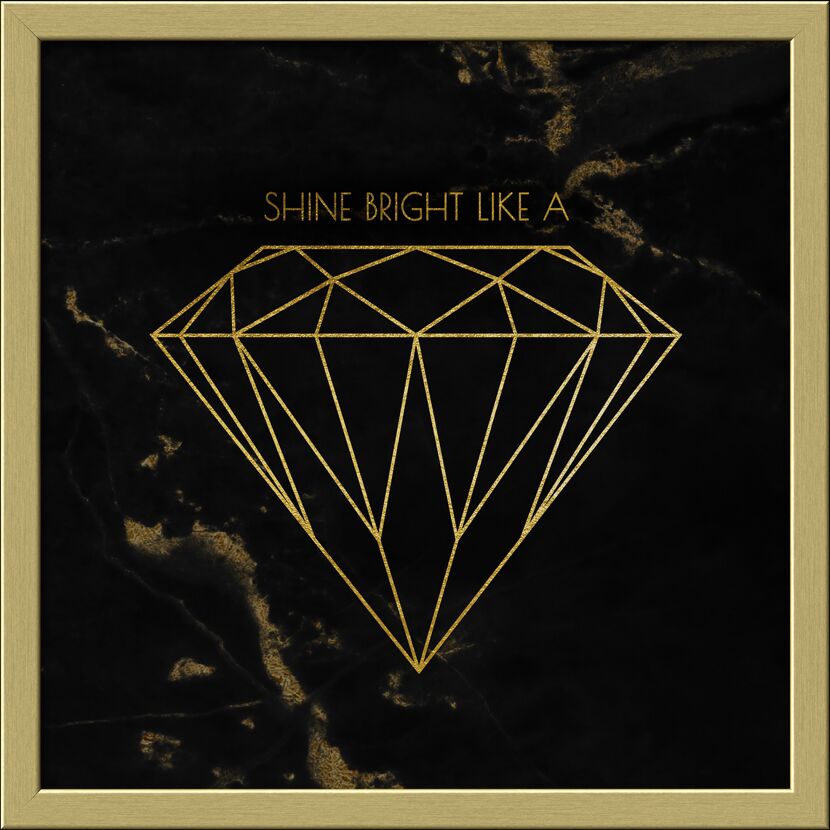 Goldener Diamant auf schwarzem Hintergrund. Text: Shine bright like a