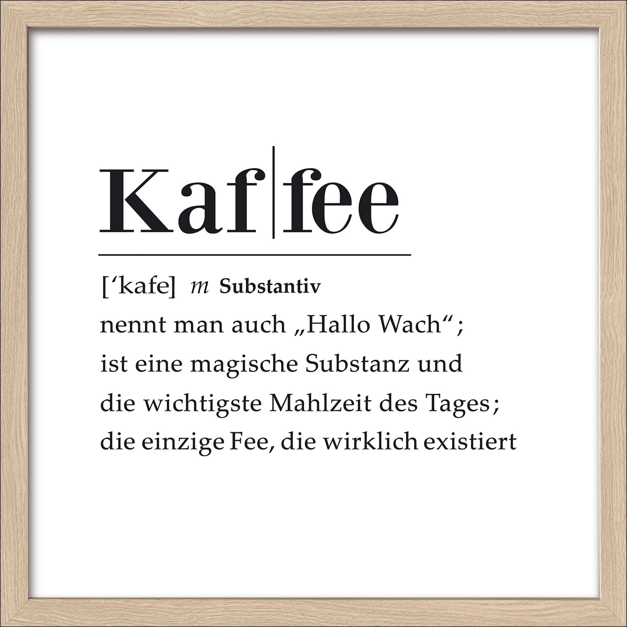 Typografie Poster mit dem Wort Kaffee und einer humorvollen Definition.
