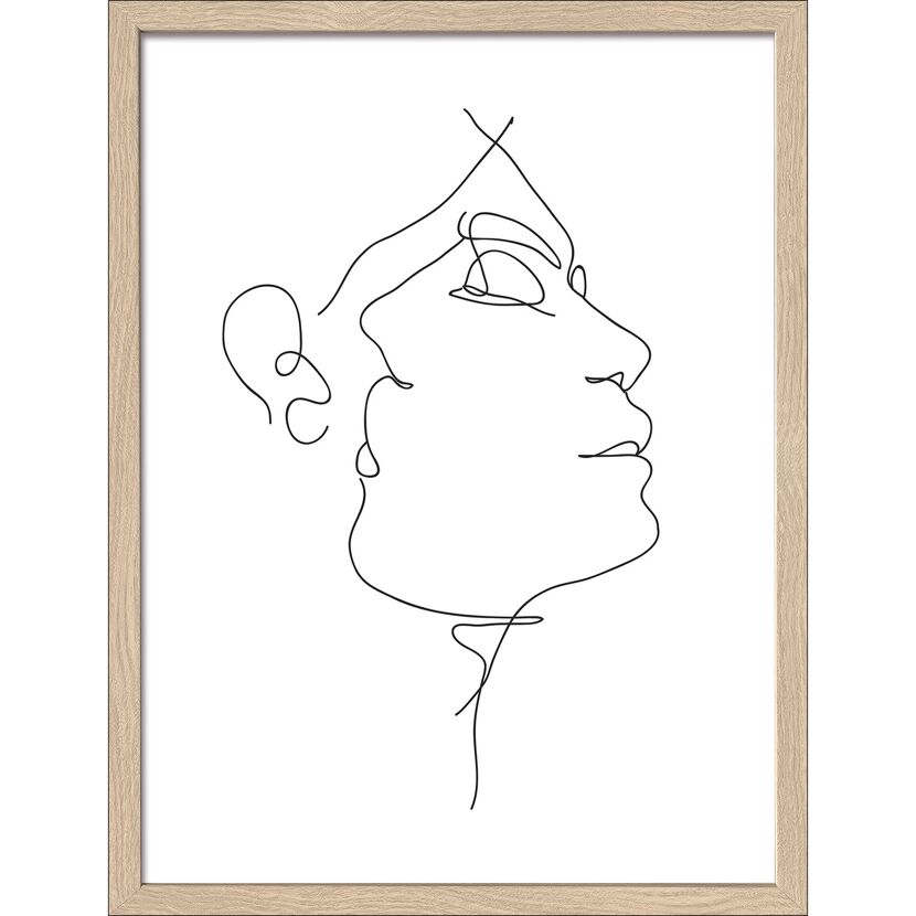Linienzeichnung eines Gesichts im Profil.