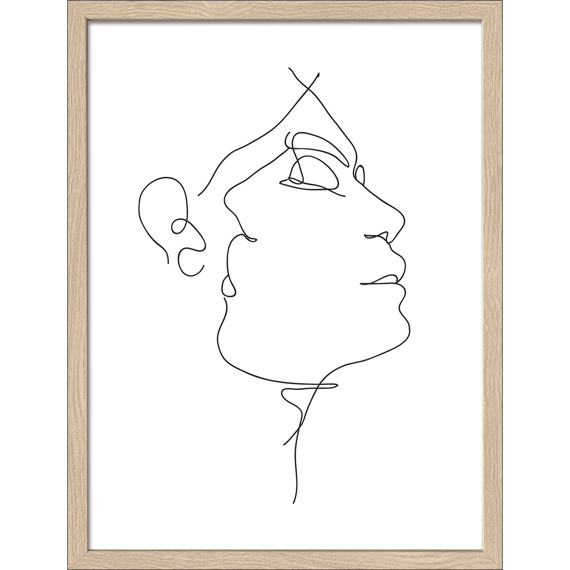Linienzeichnung eines Gesichts im Profil.