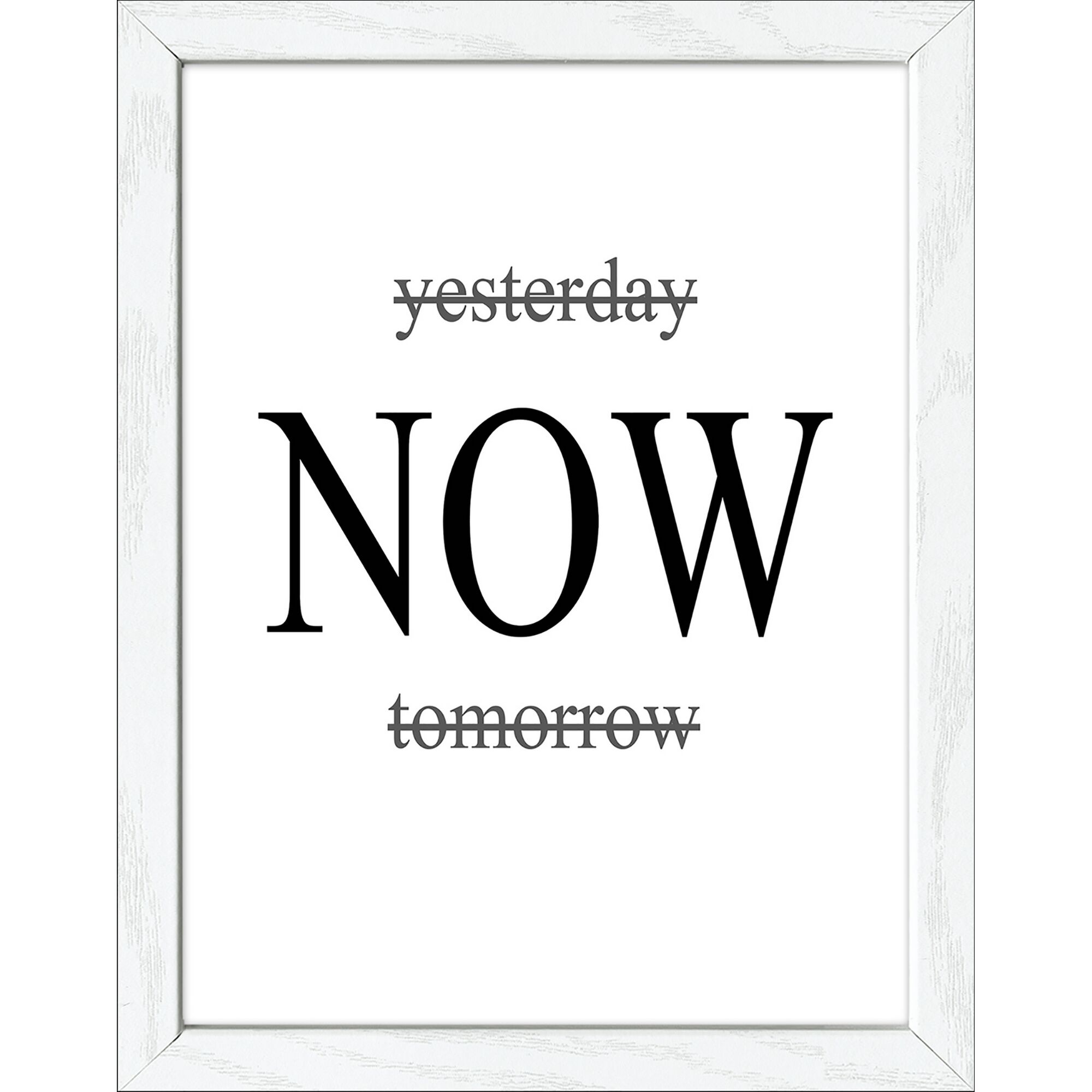 Gerahmtes Bild mit Aufschrift NOW