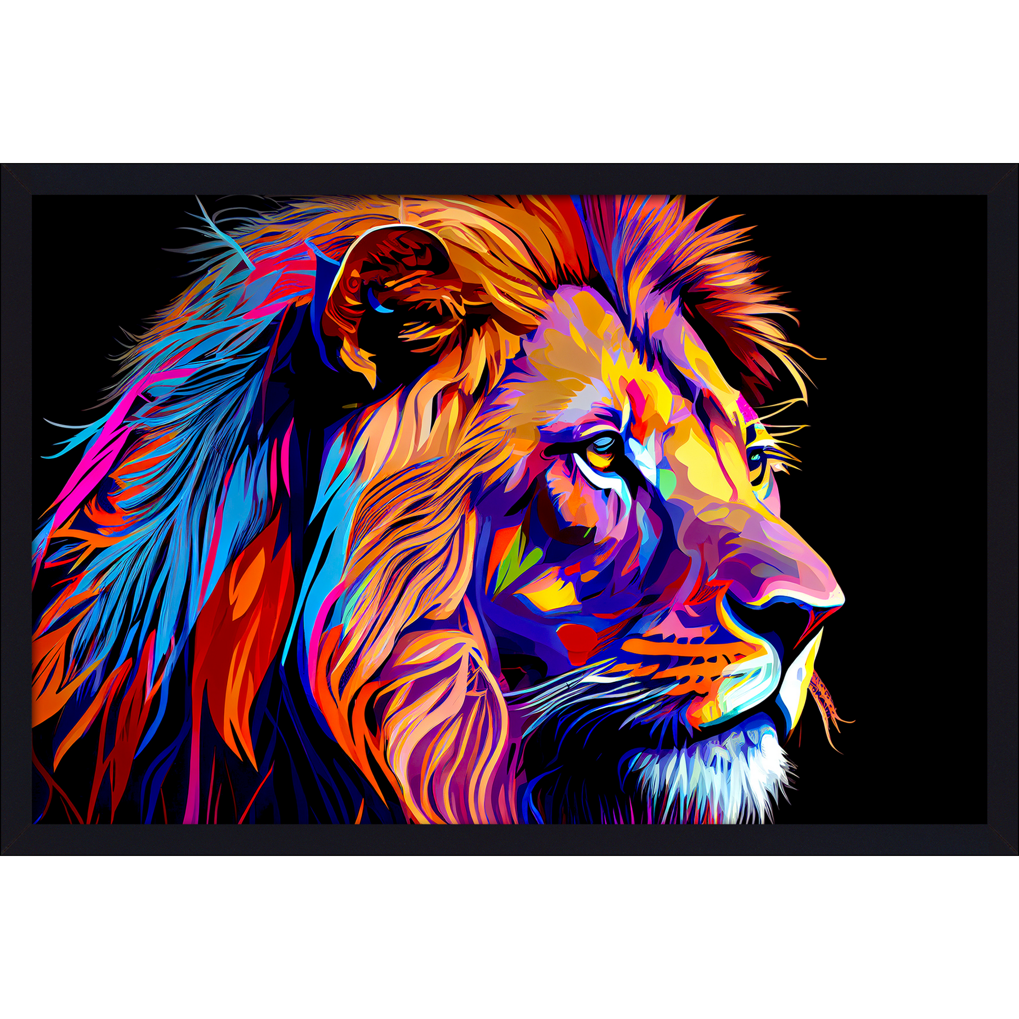 Kunstdruck Framed-Art 'Colorful Lion Head V' 90 x 130 cm + product picture