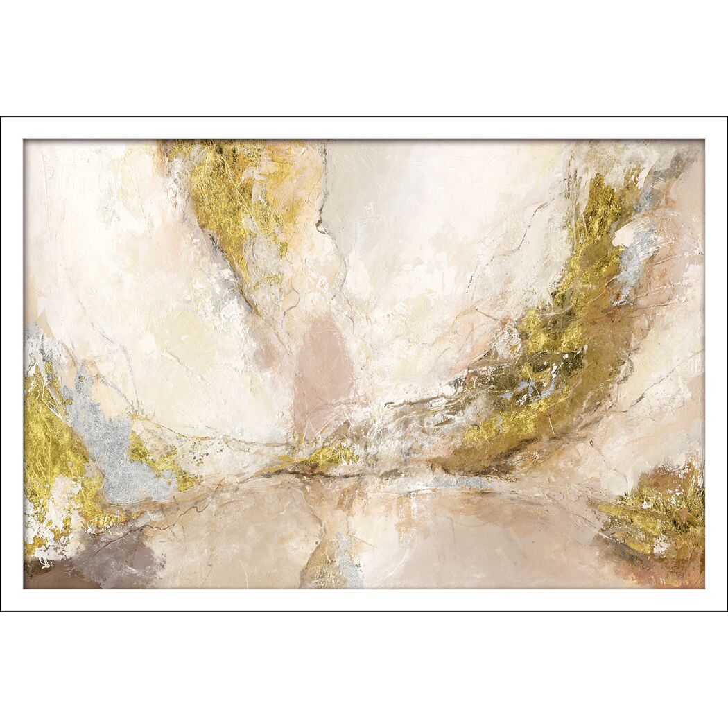 Abstraktes Gemälde in Beige- und Goldtönen