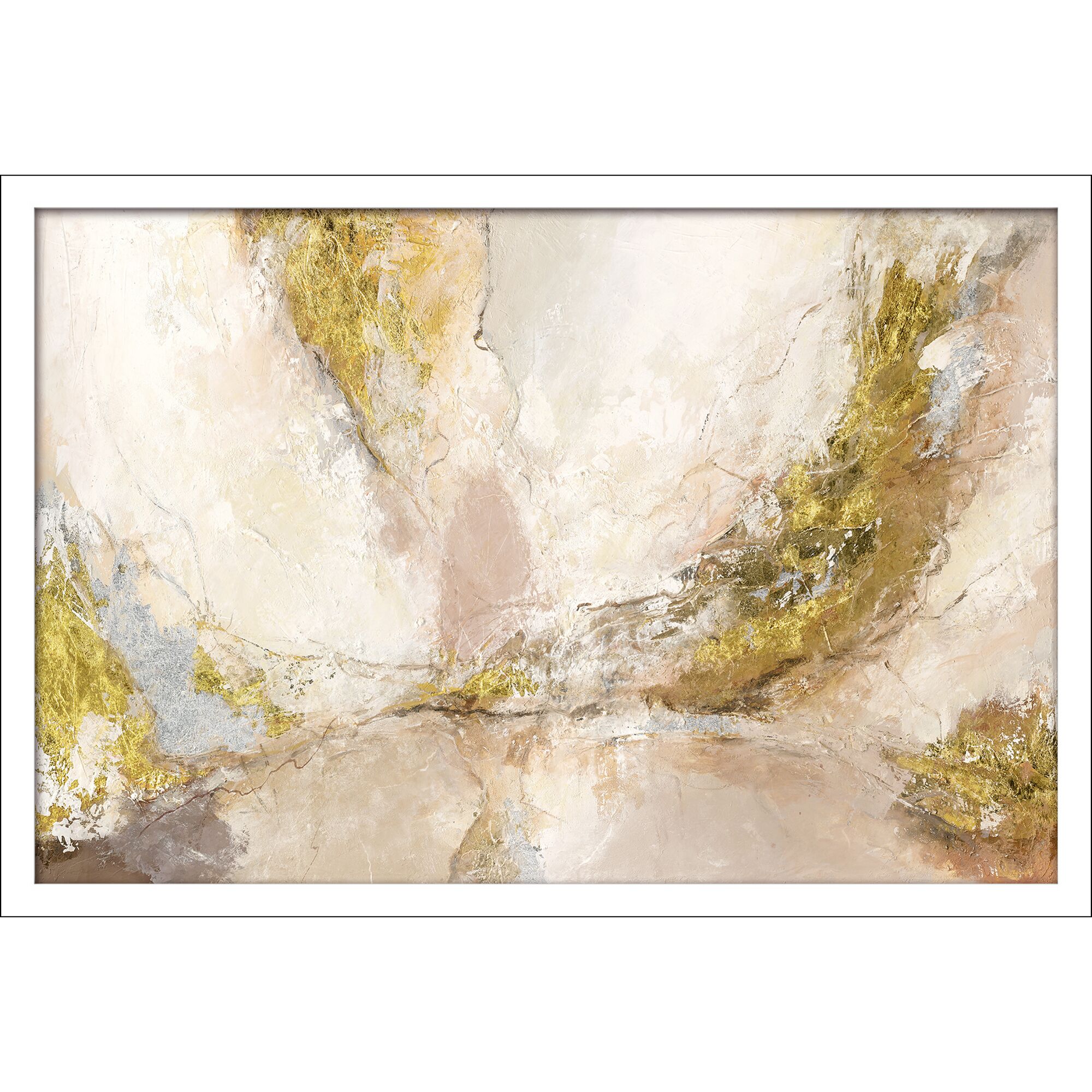 Abstraktes Gemälde in Beige- und Goldtönen