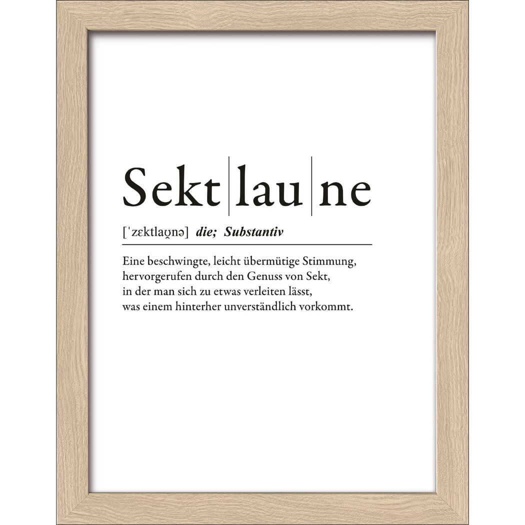 Typografie Poster mit der Definition von Sektlaune.