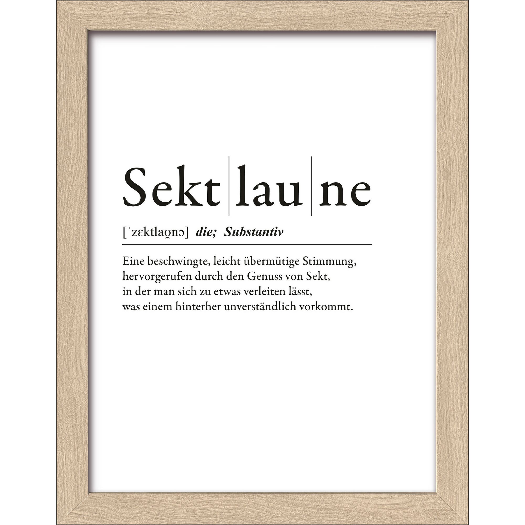 Typografie Poster mit der Definition von Sektlaune.