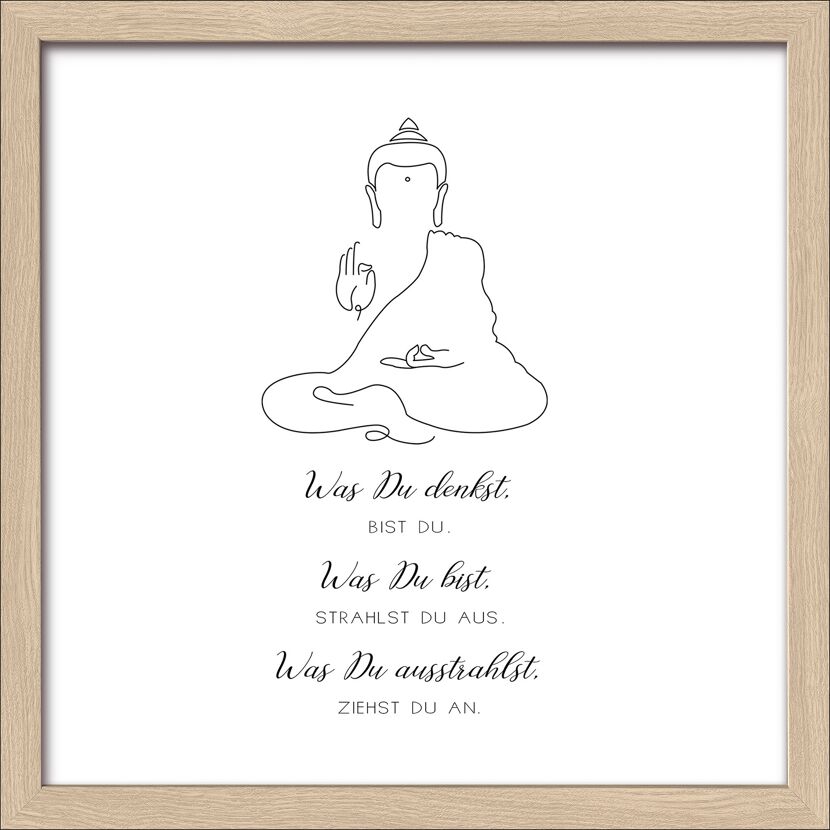 Buddha mit inspirierenden Zitat.