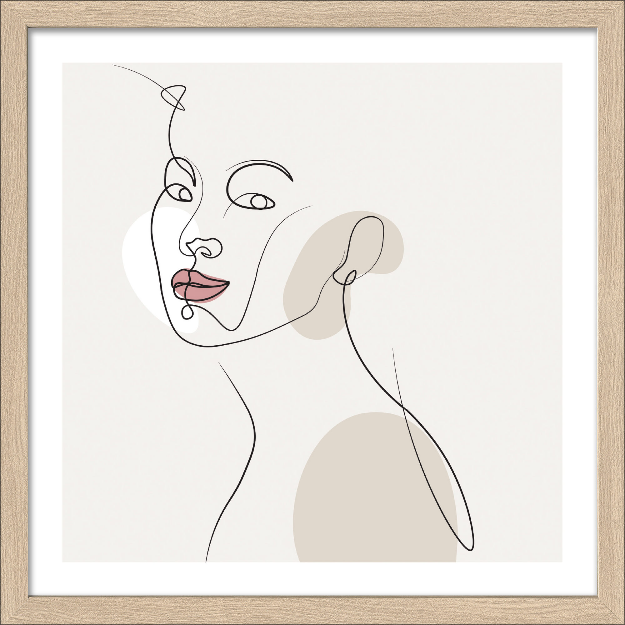 Kunstdruck Framed-Art 'Line Art Faces II' 33 x 33 cm + product picture