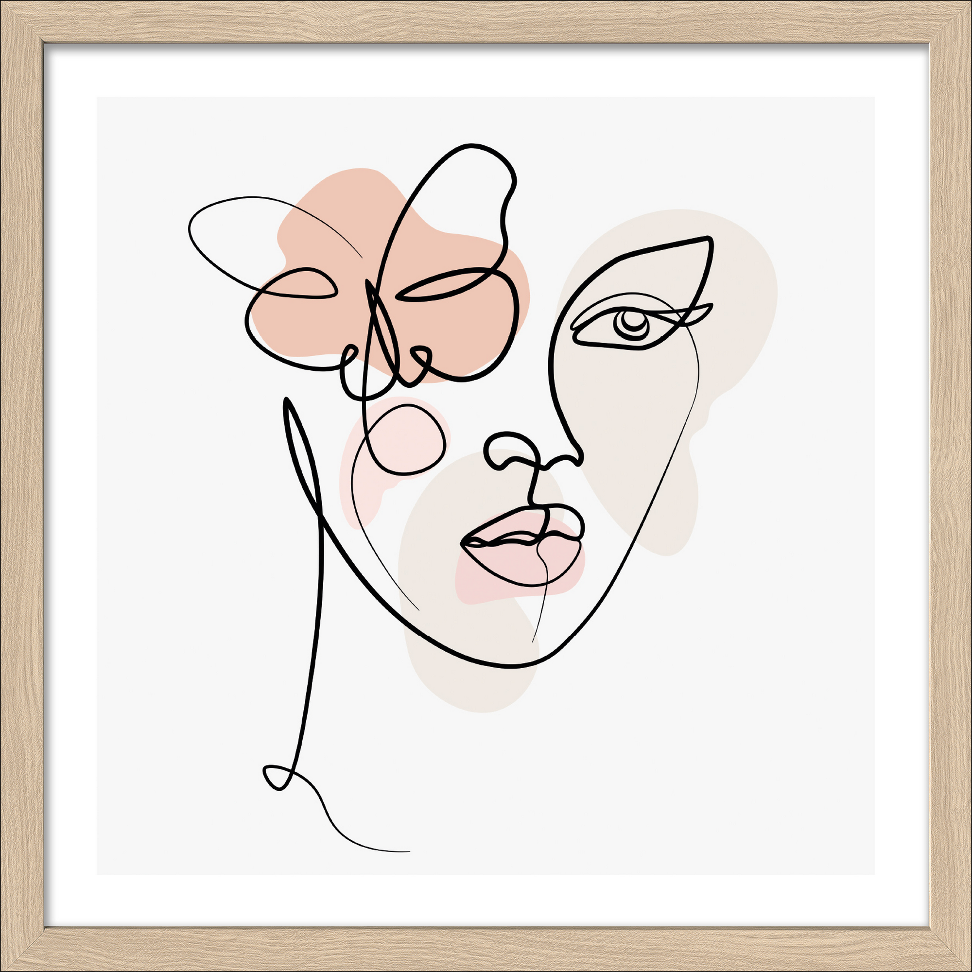 Kunstdruck Framed Art 'Line Art Faces III' 33 x 33 cm + product picture