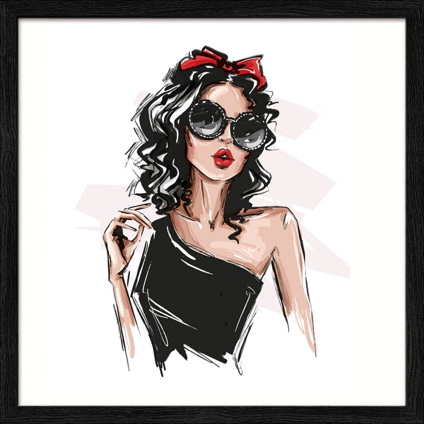 Person mit roter Schleife und Sonnenbrille