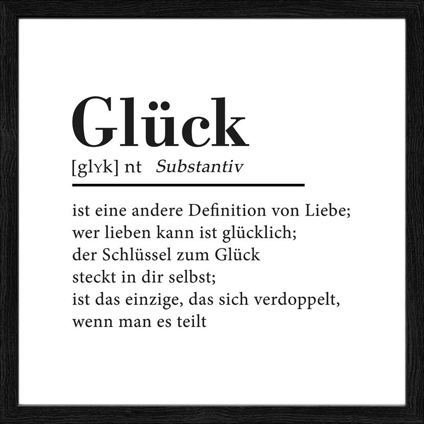 Kunstdruck Framed-Art 'Glück' 33 x 33 cm