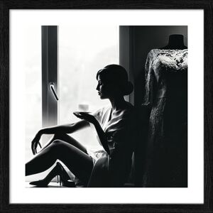 Kunstdruck Framed-Art 'Lady Drinking Coffee' 33 x 33 cm