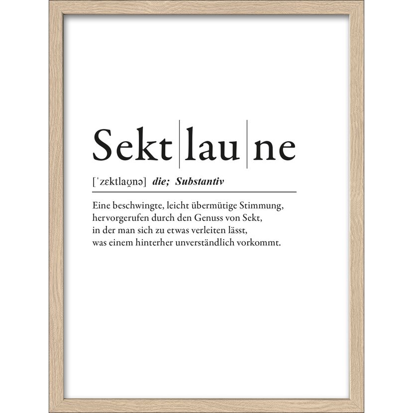 Typografie Poster mit der Definition von Sektlaune