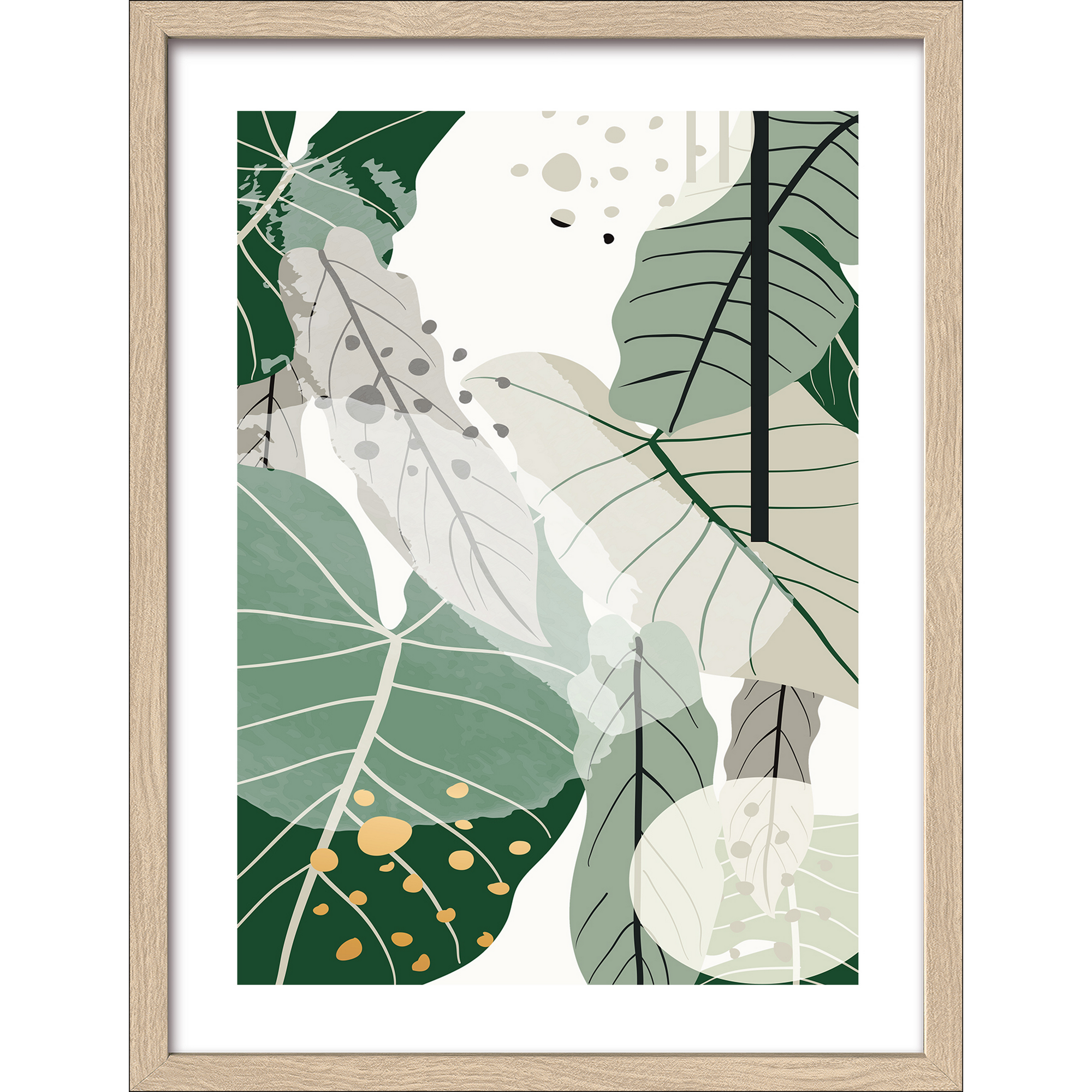 Kunstdruck Framed-Art 'Big Green Leaves I' 33 x 43 cm + product picture