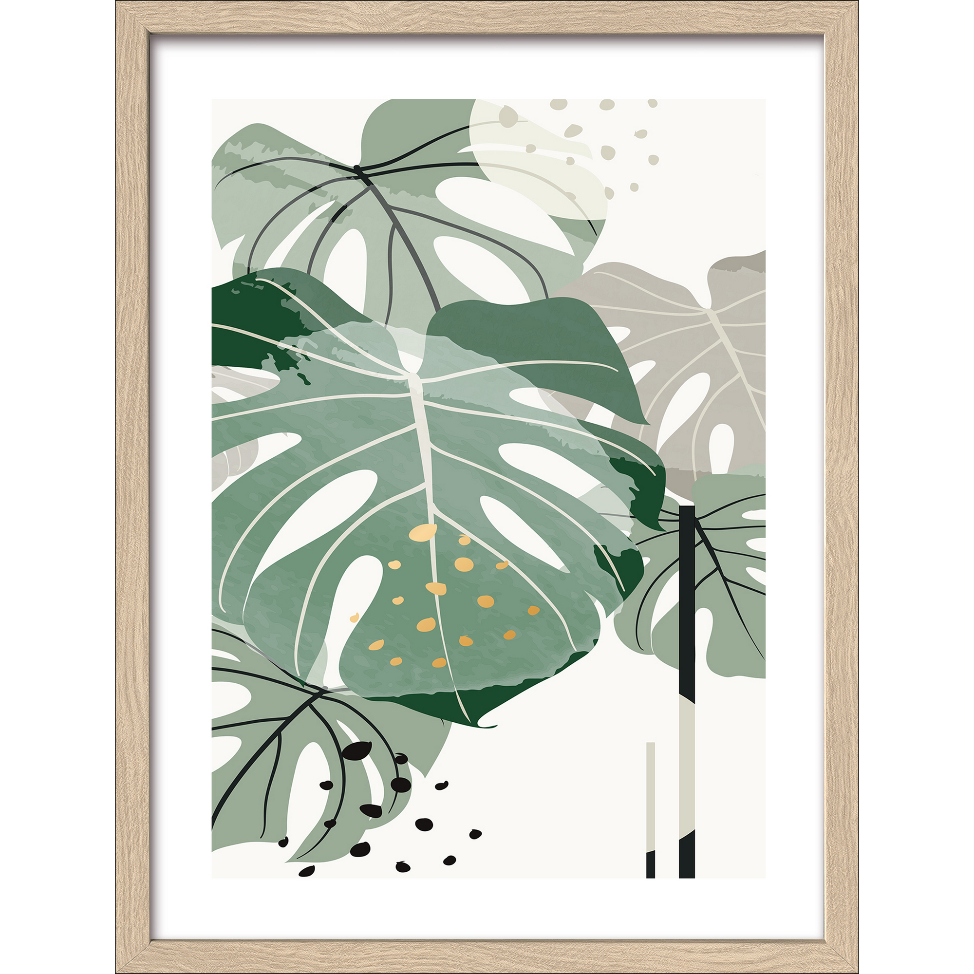 Kunstdruck Framed-Art 'Big Green Leaves II' 33 x 43 cm + product picture
