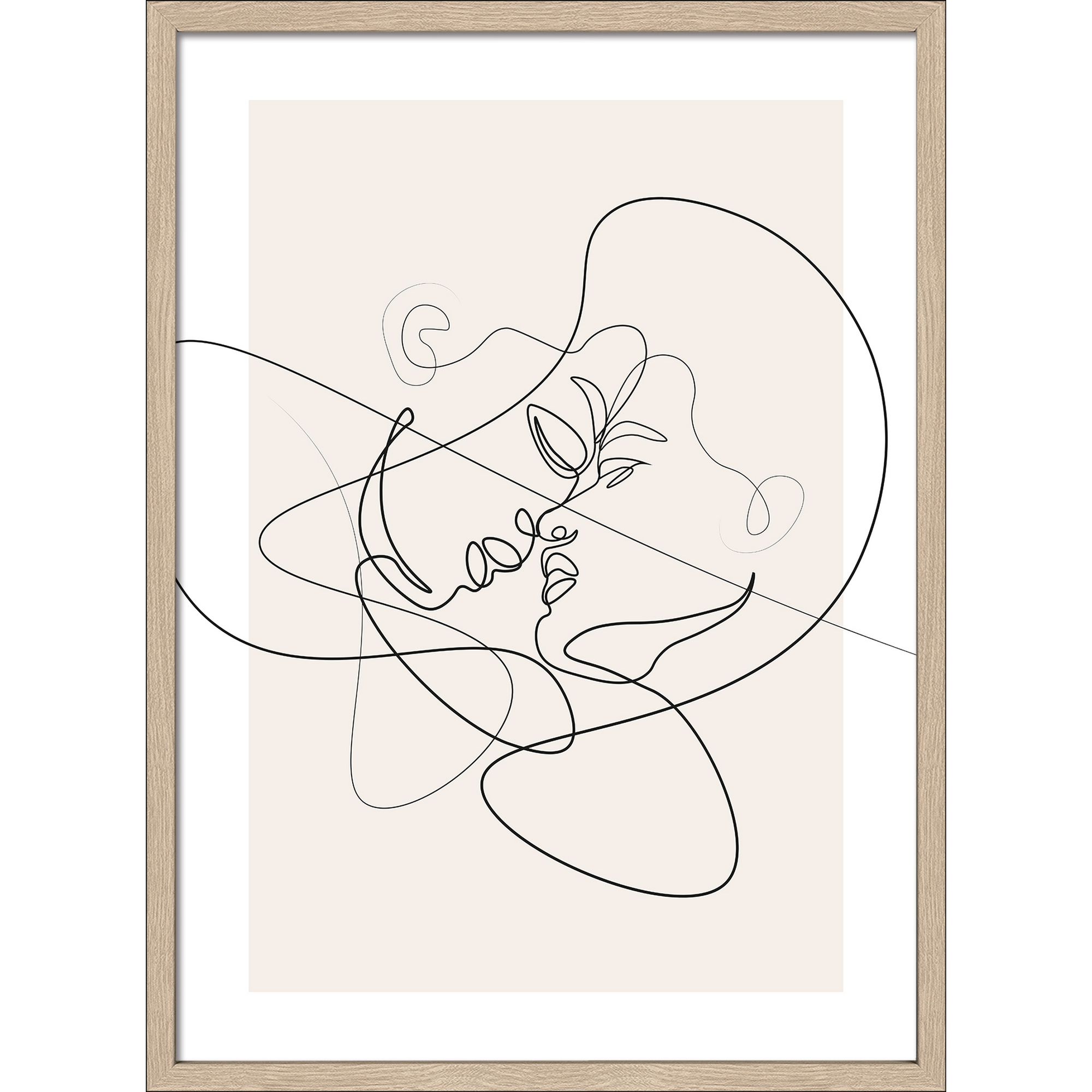 Kunstdruck Framed-Art 'Line Art Faces VI' 53 x 73 cm + product picture