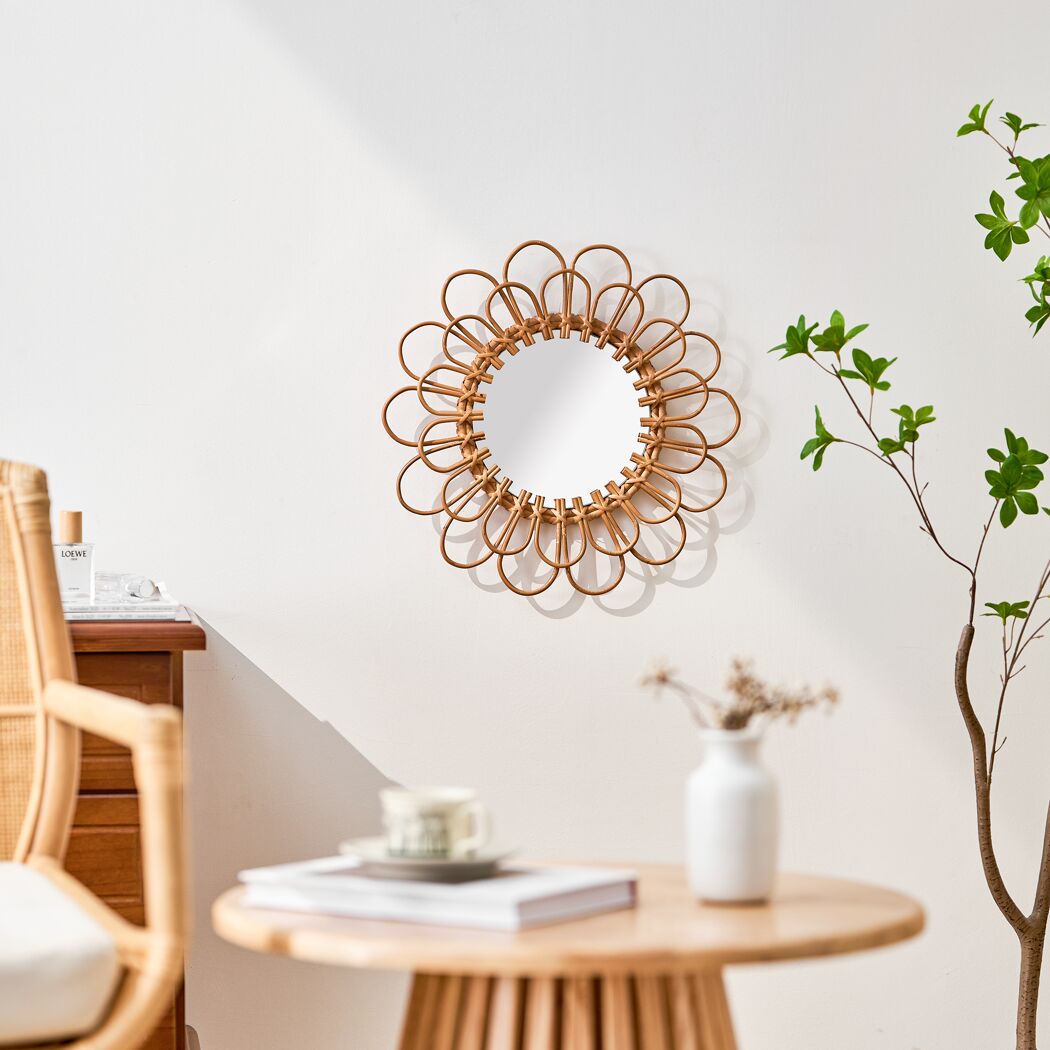 Wandspiegel 'Marrakesh' Rattan Ø 40 cm