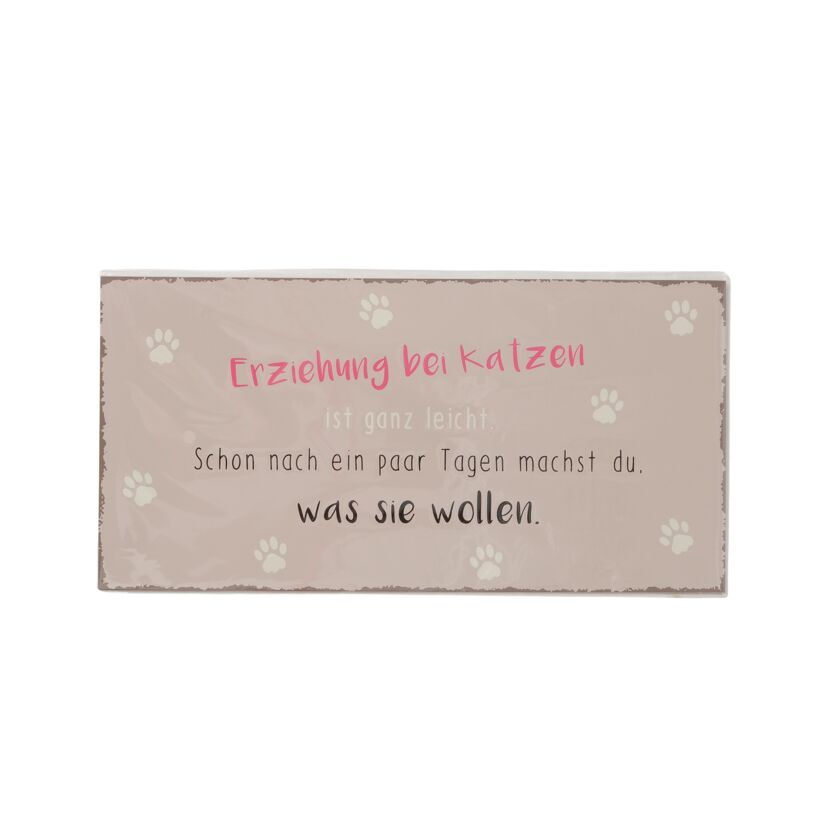 Schild "Erziehung bei Katzen"