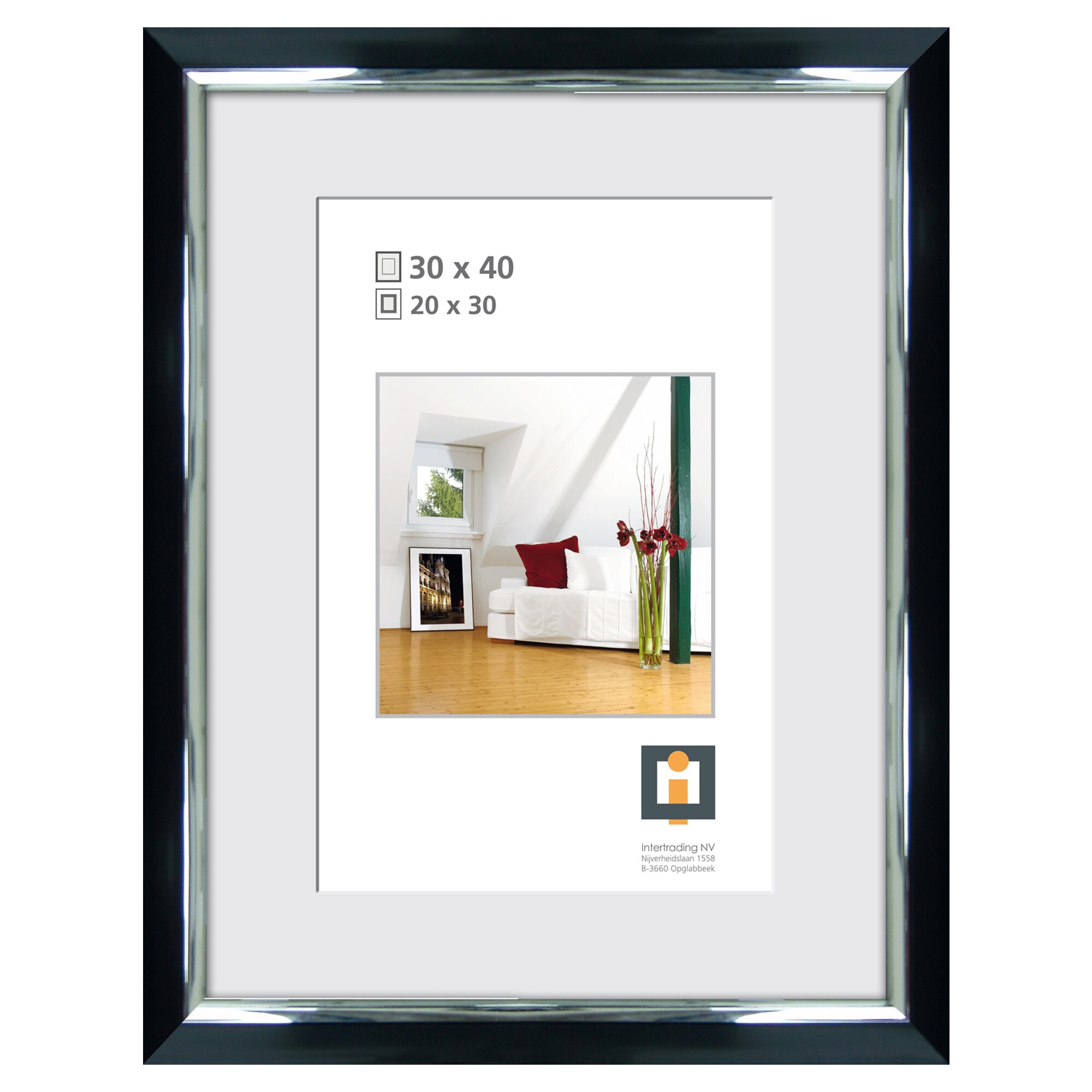 Silberner Bilderrahmen mit Beispielbild