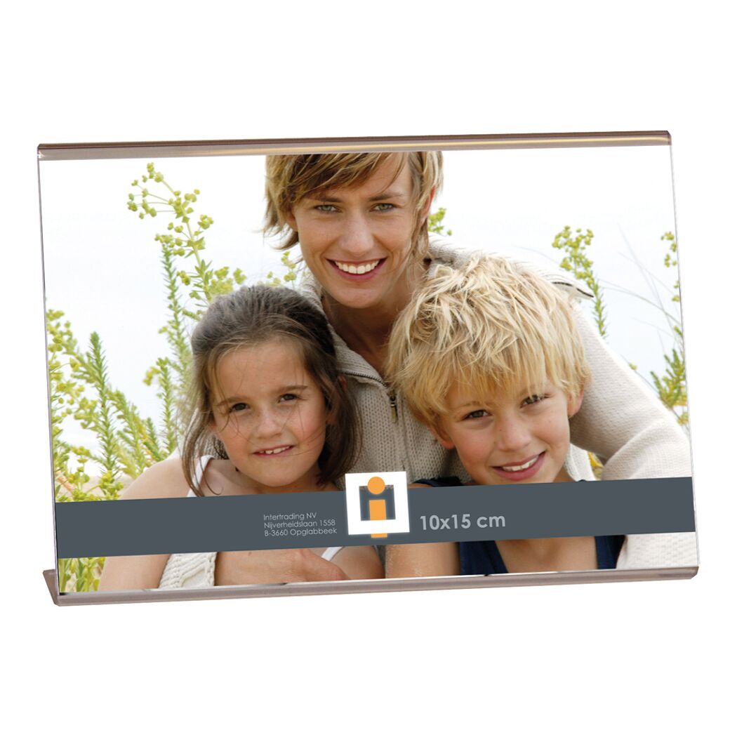 Familie mit zwei Kindern und Acryl-Bilderhalter